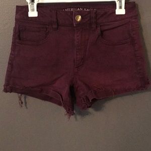 Maroon American Eagle High-rise Shortie Shorts